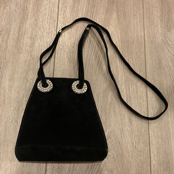 LEATHEROCK Crossbody Bag Black Leather with Rhinestone Accents - Picture 1 of 9